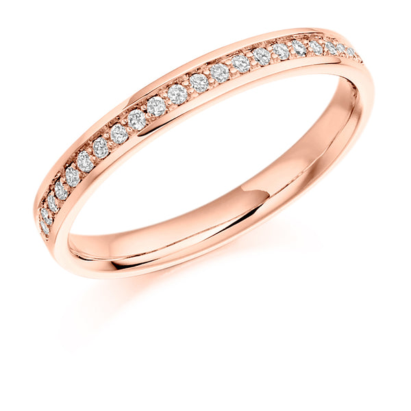 Ladies 9ct Rose Gold Half Set Round Brilliant 0.17ct Diamond 2.5mm Eternity Ring