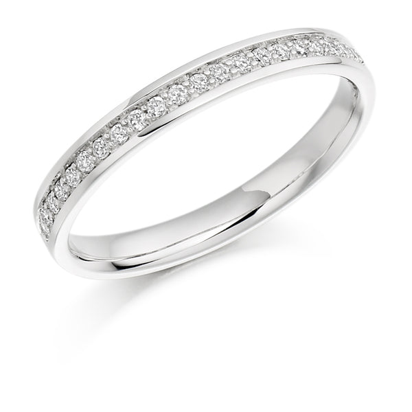 Ladies 18ct White Gold Half Set Round Brilliant 0.17ct Diamond 2.5mm Eternity Ring