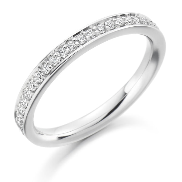 Ladies Platinum 950 Half Set Round Brilliant 0.25ct Diamond 2.5mm Wedding Ring