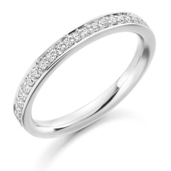 Ladies 18ct White Gold Half Set Round Brilliant 0.25ct Diamond 2.5mm Wedding Ring