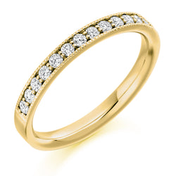 Ladies 18ct Yellow Gold Half Set Round Brilliant 0.33ct Diamond 2.5mm Wedding Ring