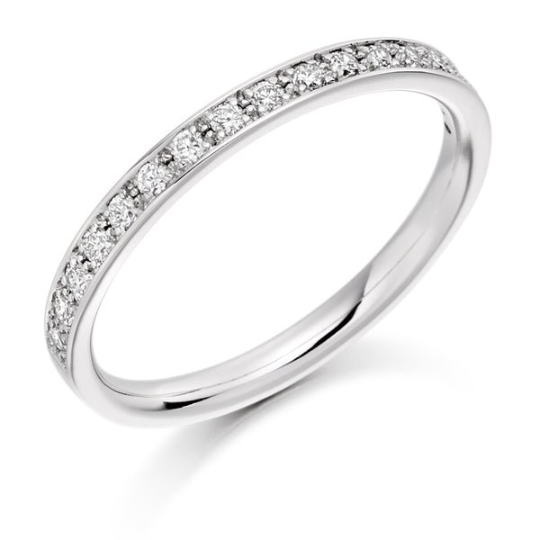 Ladies 18ct White Gold Half Set Round Brilliant 0.25ct Diamond 2mm Eternity Ring