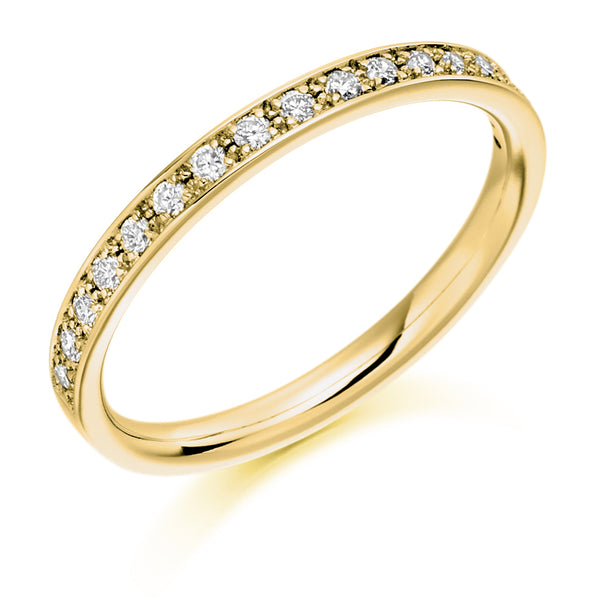 Ladies 18ct Yellow Gold Half Set Round Brilliant 0.25ct Diamond 2mm Eternity Ring