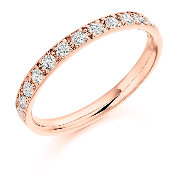 Ladies 9ct Rose Gold Half Set Round Brilliant 0.40ct Diamond 2.5mm Eternity Ring