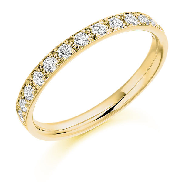 Ladies 9ct Yellow Gold Half Set Round Brilliant 0.40ct Diamond 2.5mm Eternity Ring