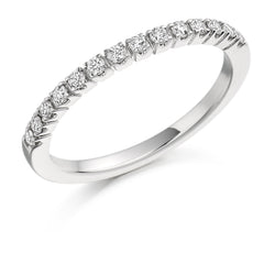 Ladies 9ct White Gold Half Set Round Brilliant 0.23ct Diamond 1.8mm Eternity Ring