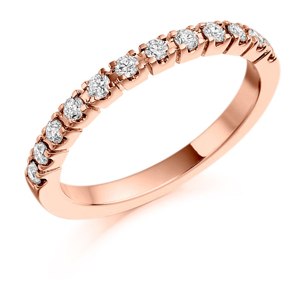 Ladies 9ct Rose Gold Half Set Round Brilliant 0.33ct Diamond 2mm Eternity Ring