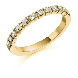 Ladies 18ct Yellow Gold Half Set Round Brilliant 0.33ct Diamond 2mm Eternity Ring