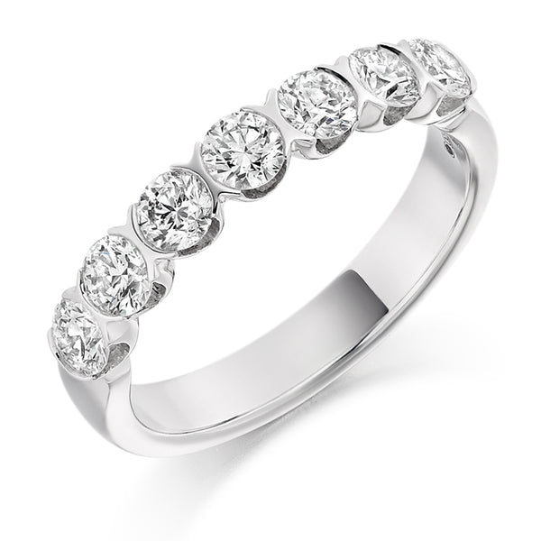 Ladies Platinum 950 Half Set Round Brilliant 1.00ct Diamond 3.5mm Eternity Ring