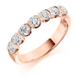 Ladies 9ct Rose Gold Half Set Round Brilliant 1.00ct Diamond 3.5mm Wedding Ring