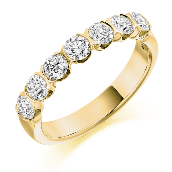 Ladies 9ct Yellow Gold Half Set Round Brilliant 1.00ct Diamond 3.5mm Eternity Ring