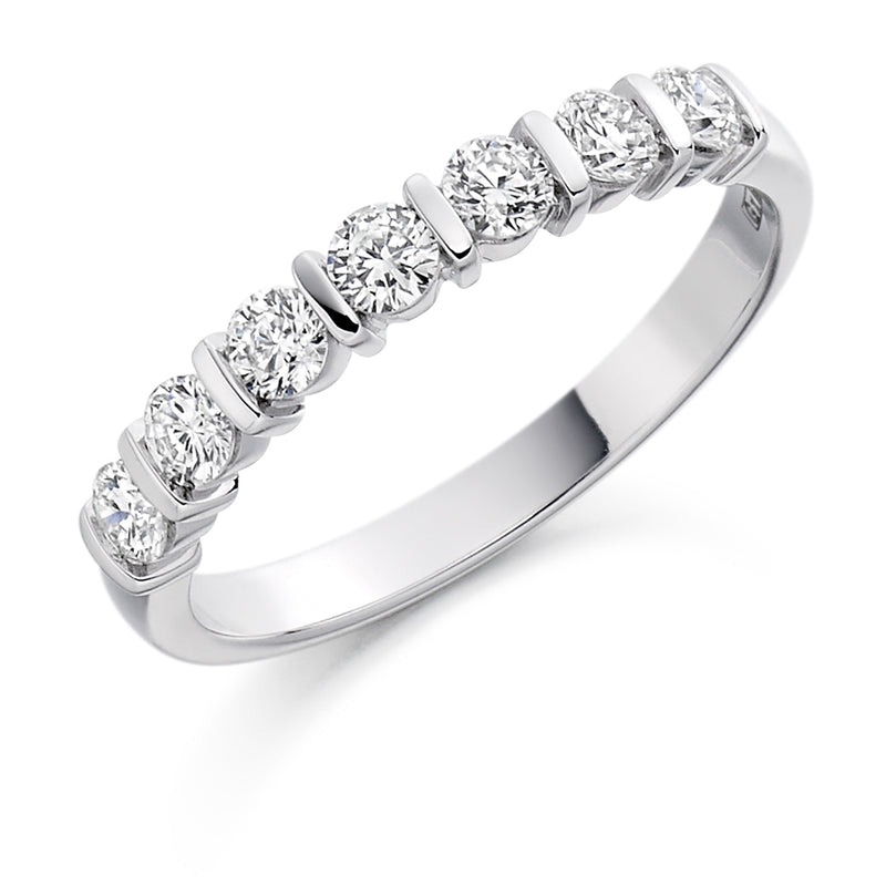 Ladies Platinum 950 Half Set Round Brilliant 0.50ct Diamond 3mm Wedding Ring