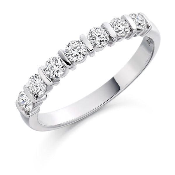 Ladies Platinum 950 Half Set Round Brilliant 0.50ct Diamond 3mm Eternity Ring