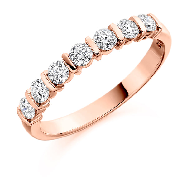 Ladies 9ct Rose Gold Half Set Round Brilliant 0.50ct Diamond 3mm Eternity Ring