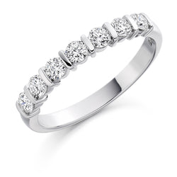 Ladies 18ct White Gold Half Set Round Brilliant 0.50ct Diamond 3mm Wedding Ring