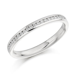 Ladies Platinum 950 Half Set Round Brilliant 0.15ct Diamond 2.5mm Wedding Ring