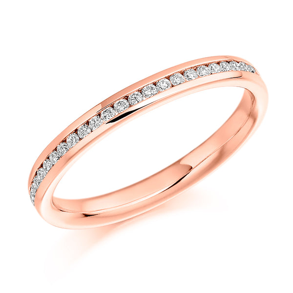 Ladies 18ct Rose Gold Half Set Round Brilliant 0.15ct Diamond 2.5mm Eternity Ring