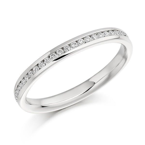 Ladies 18ct White Gold Half Set Round Brilliant 0.15ct Diamond 2.5mm Eternity Ring