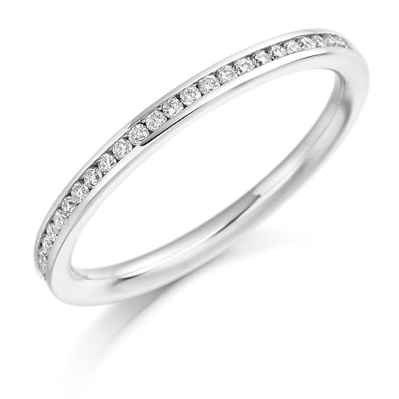 Ladies 9ct White Gold Half Set Round Brilliant 0.20ct Diamond 2mm Eternity Ring