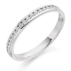 Ladies Platinum 950 Half Set Round Brilliant 0.25ct Diamond 2.5mm Wedding Ring