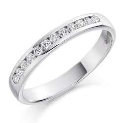 Ladies Platinum 950 Half Set Round Brilliant 0.25ct Diamond 3mm Wedding Ring