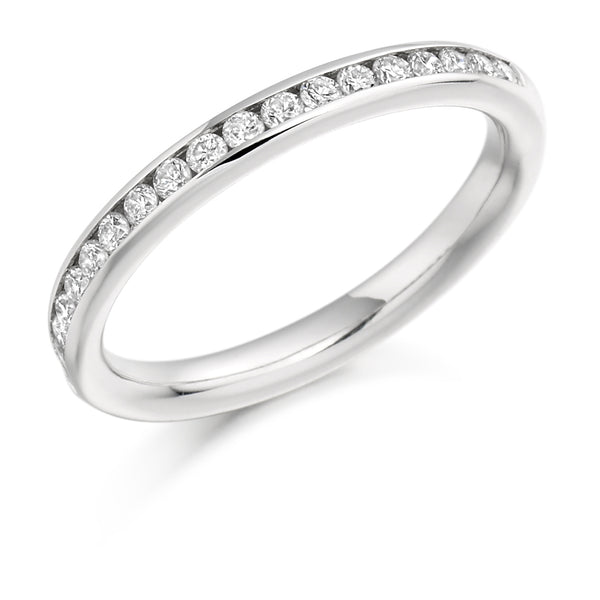 Ladies Platinum 950 Half Set Round Brilliant 0.33ct Diamond 2.5mm Wedding Ring