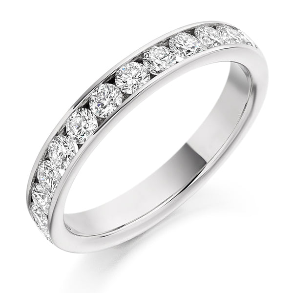 Ladies Platinum 950 Half Set Round Brilliant 0.75ct Diamond 3mm Eternity Ring