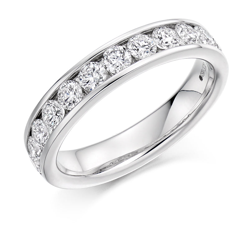 Ladies Platinum 950 Half Set Round Brilliant 1.00 ct Diamond 4mm Eternity Ring