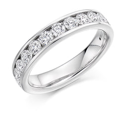 Ladies 9ct White Gold Half Set Round Brilliant 1.00 ct Diamond 4mm Eternity Ring