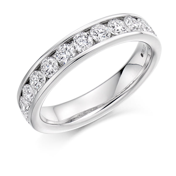 Ladies 18ct White Gold Half Set Round Brilliant 1.00 ct Diamond 4mm Eternity Ring