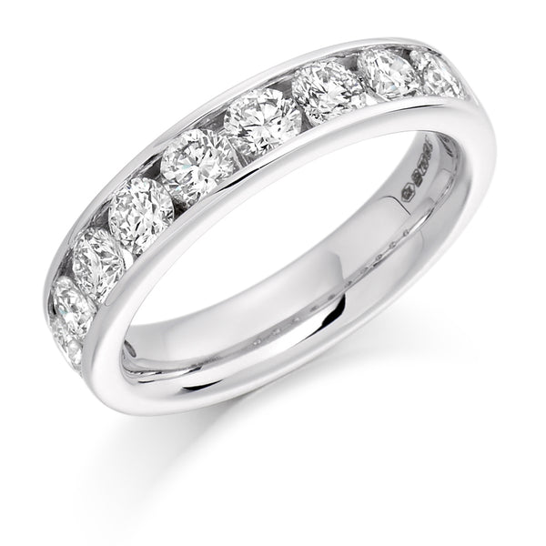 Ladies 9ct White Gold Half Set Round Brilliant 1.50ct Diamond 5mm Eternity Ring