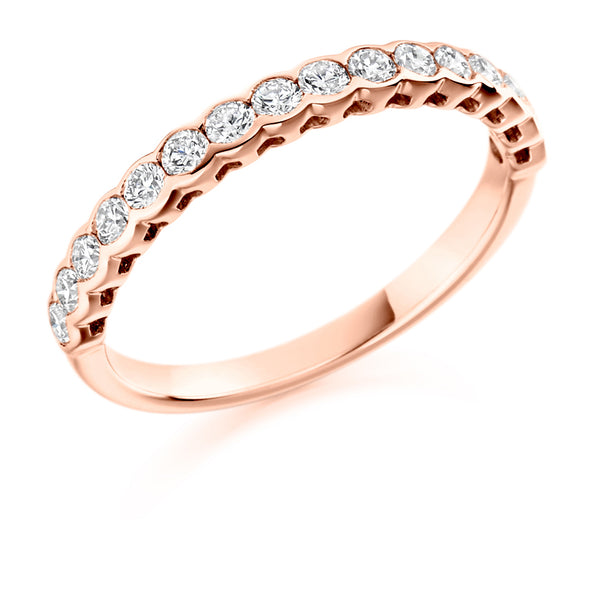 Ladies 9ct Rose Gold Half Set Round Brilliant 0.50ct Diamond 2.5mm Wedding Ring