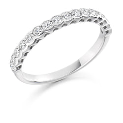 Ladies 18ct White Gold Half Set Round Brilliant 0.50ct Diamond 2.5mm Wedding Ring