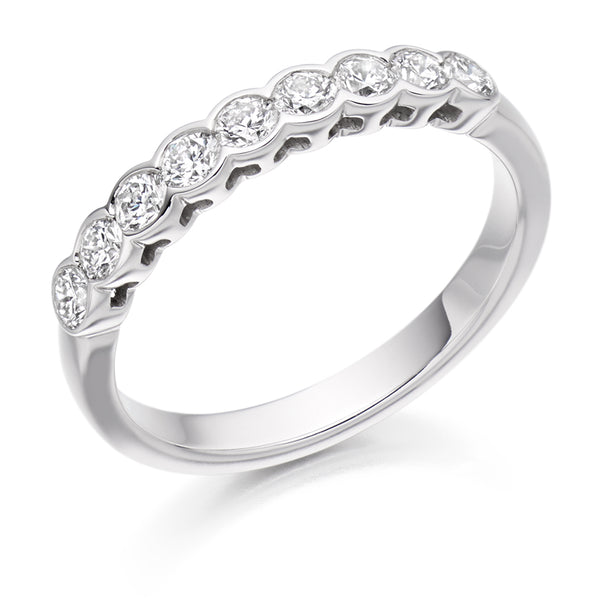 Ladies Platinum 950 Half Set Round Brilliant 0.50ct Diamond 3mm Eternity Ring