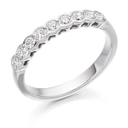 Ladies 9ct White Gold Half Set Round Brilliant 0.50ct Diamond 3mm Wedding Ring