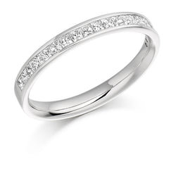 Ladies Platinum 950 Half Set Princess 0.50ct Diamond 2.5mm Wedding Ring