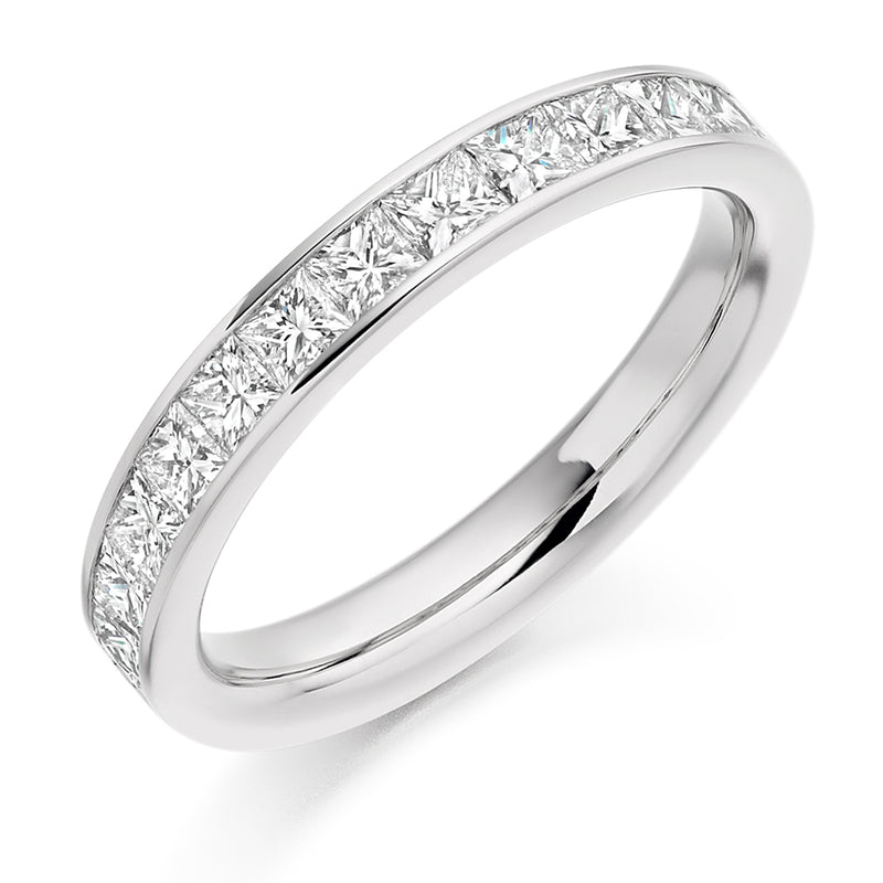 Ladies Platinum 950 Half Set Princess 1.00ct Diamond 3mm Eternity Ring