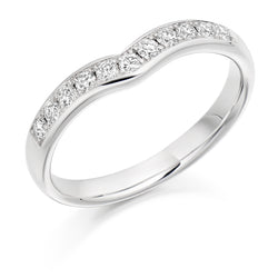 Ladies 18ct White Gold Half Set Round Brilliant 0.30ct Diamond 3mm Wedding Ring