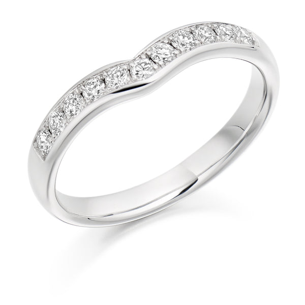 Ladies 18ct White Gold Half Set Round Brilliant 0.30ct Diamond 3mm Wedding Ring