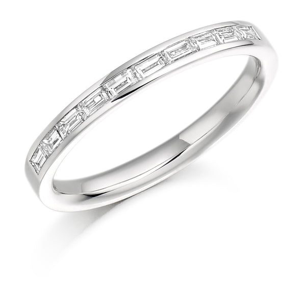 Ladies Platinum 950 Half Set Baguette 0.30ct Diamond 2.5mm Eternity Ring