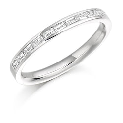 Ladies Platinum 950 Half Set Baguette 0.30ct Diamond 2.5mm Wedding Ring