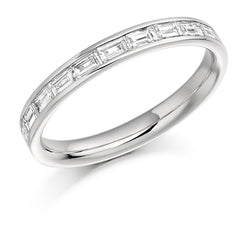 Ladies 9ct White Gold Half Set Baguette 0.50ct Diamond 2.5mm Eternity Ring