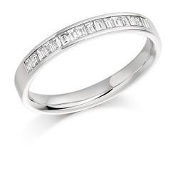 Ladies 9ct White Gold Half Set Baguette 0.33ct Diamond 3mm Eternity Ring