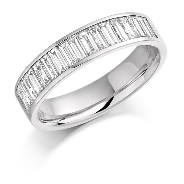 Ladies Platinum 950 Half Set Baguette 1.00ct Diamond 4.5mm Eternity Ring