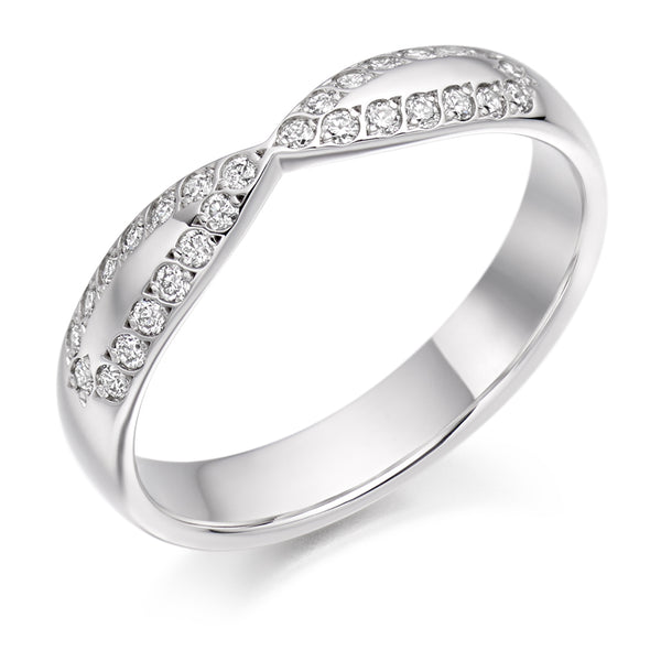 Ladies 18ct White Gold Half Set Round Brilliant 0.25ct Diamond 4mm Wedding Ring