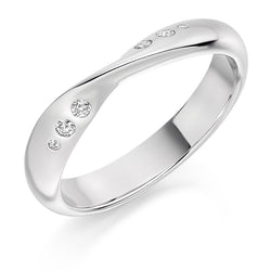 Ladies 9ct White Gold Half Set Round Brilliant 0.09ct Diamond 3.5mm Eternity Ring