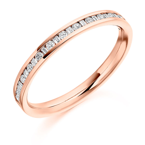 Ladies 18ct Rose Gold Half Set Mixed 0.30ct Diamond 2.5mm Eternity Ring