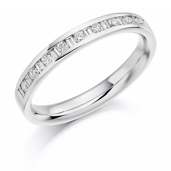 Ladies Platinum 950 Half Set Mixed 0.25ct Diamond 2.5mm Eternity Ring