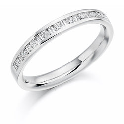 Ladies Platinum 950 Half Set Mixed 0.25ct Diamond 2.5mm Wedding Ring