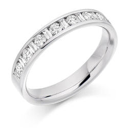 Ladies 18ct White Gold Half Set Mixed 0.50ct Diamond 3.5mm Wedding Ring